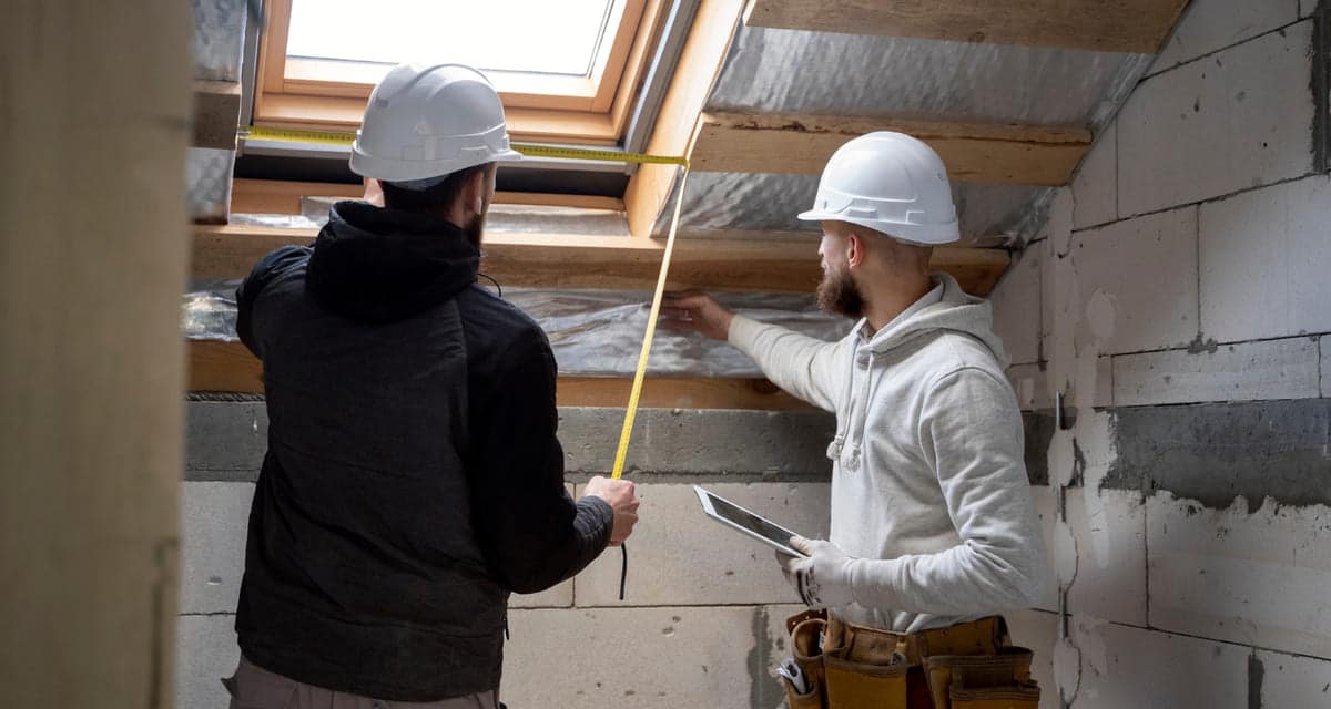 Isolation de toiture par l'intérieur avec deux artisans.